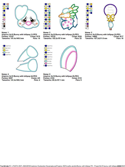 Bunny with Lollipop - ITH Project - Machine Embroidery Design