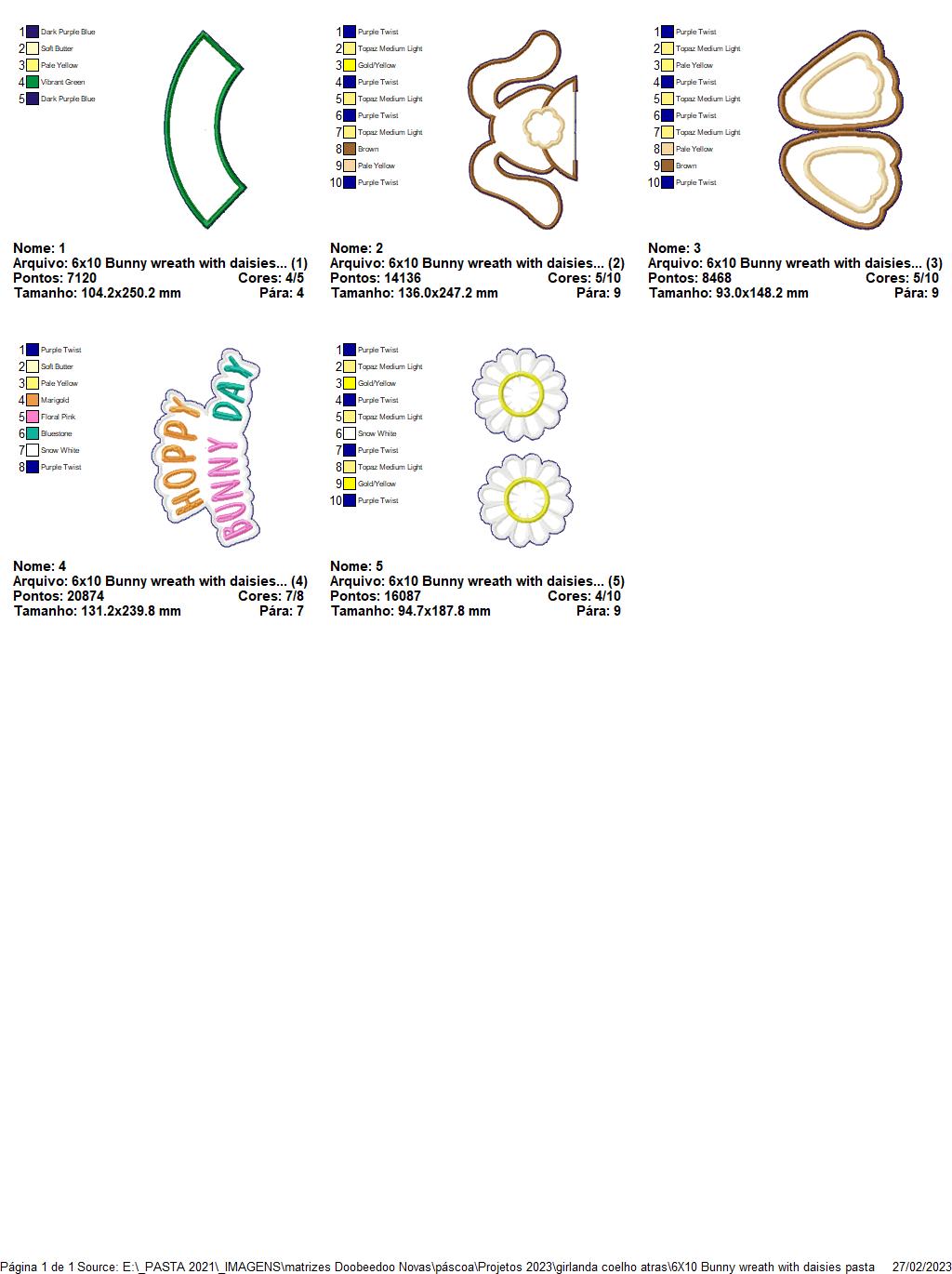 Bunny Wreath With Daisies - ITH Project - Machine Embroidery Design