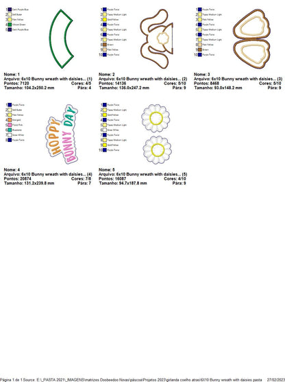 Bunny Wreath With Daisies - ITH Project - Machine Embroidery Design