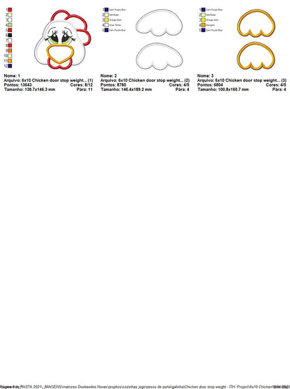 Chicken Door Stop Weight - ITH Project - Machine Embroidery Design