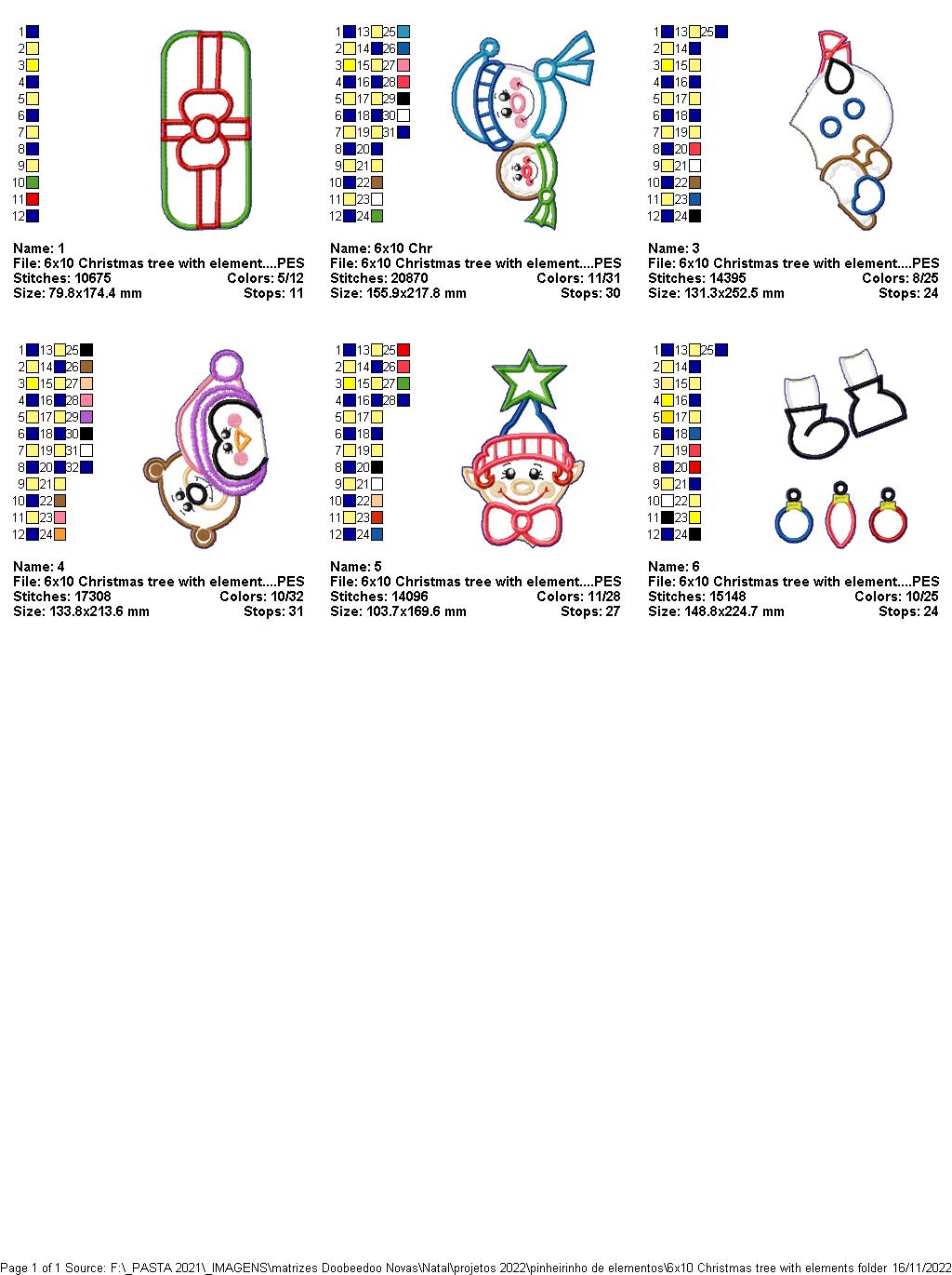 Christmas Tree with Elements - ITH Project - Machine Embroidery Design