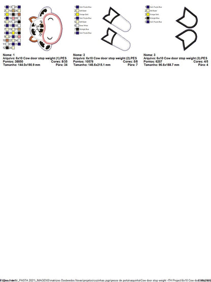 Cow Door Stop Weight - ITH Project - Machine Embroidery Design