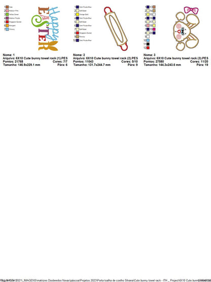 Cute Bunny Dishcloth Holder - ITH Project - Machine Embroidery Design