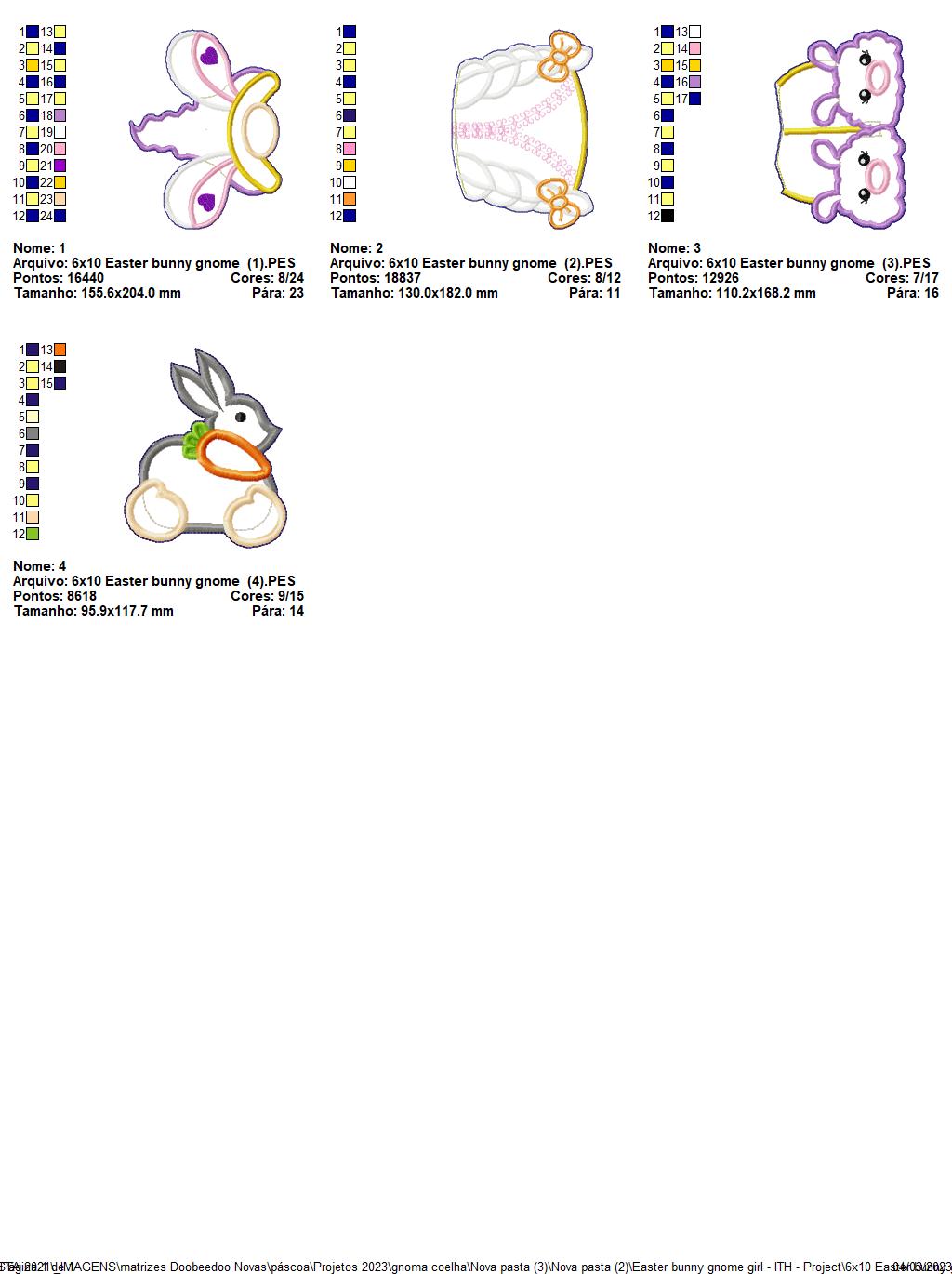 Rabbit Gnome Girl with Slippers and Carrot - ITH Project - Machine Embroidery Design