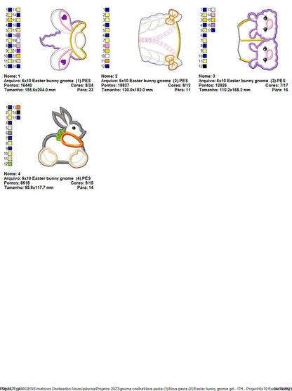 Rabbit Gnome Girl with Slippers and Carrot - ITH Project - Machine Embroidery Design