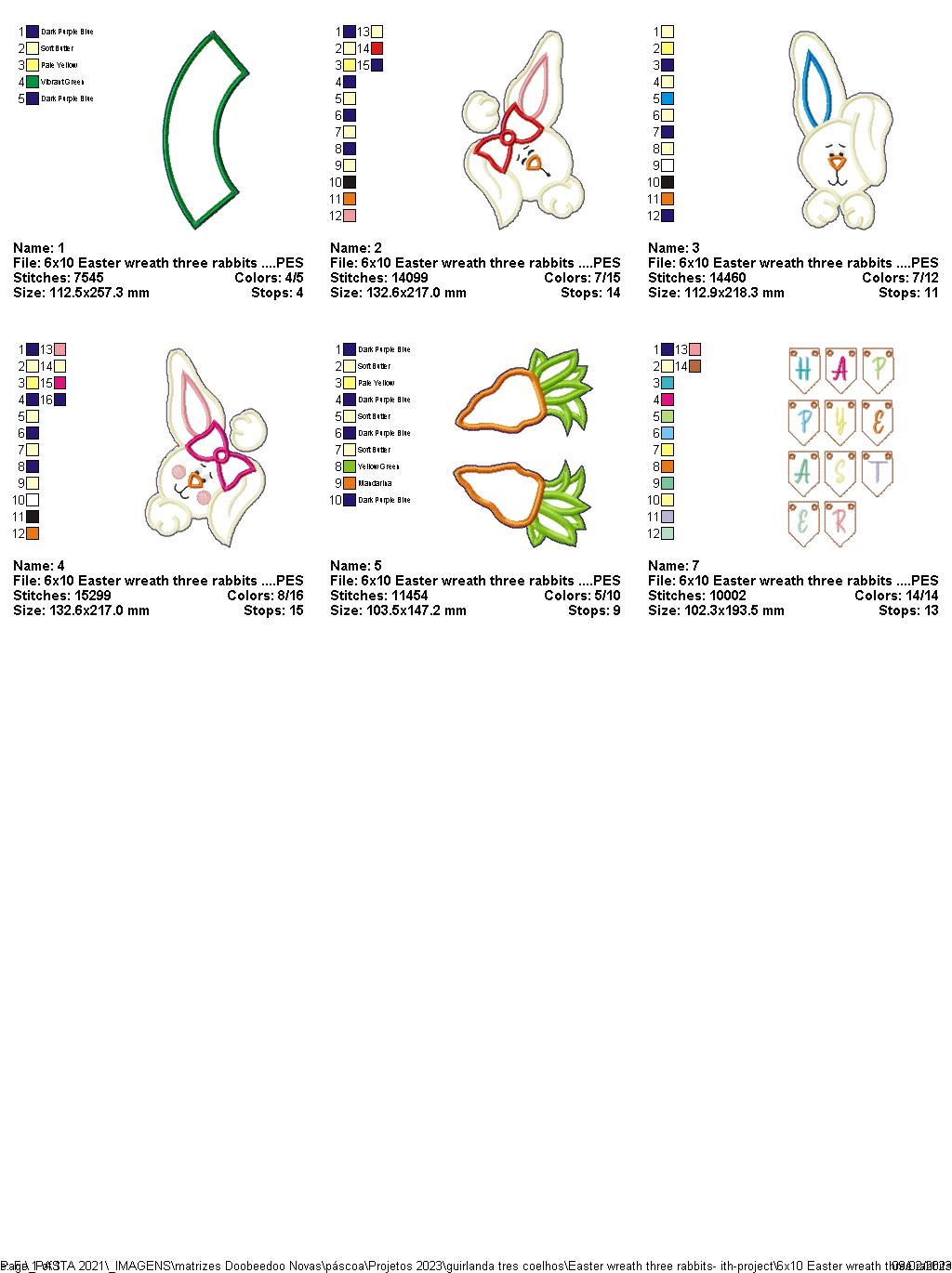 Easter Wreath Three Rabbits - ITH Project - Machine Embroidery Design