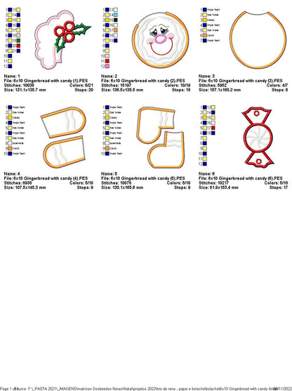 Gingerbread With Candy Vase Ornament - ITH Project - Machine Embroidery Design