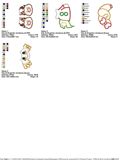 Beautiful Girl for Christmas - ITH Project - Machine Embroidery Design