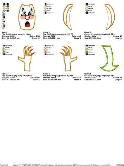 Hanging Pumpkin Halloween - ITH Project - Machine Embroidery Design