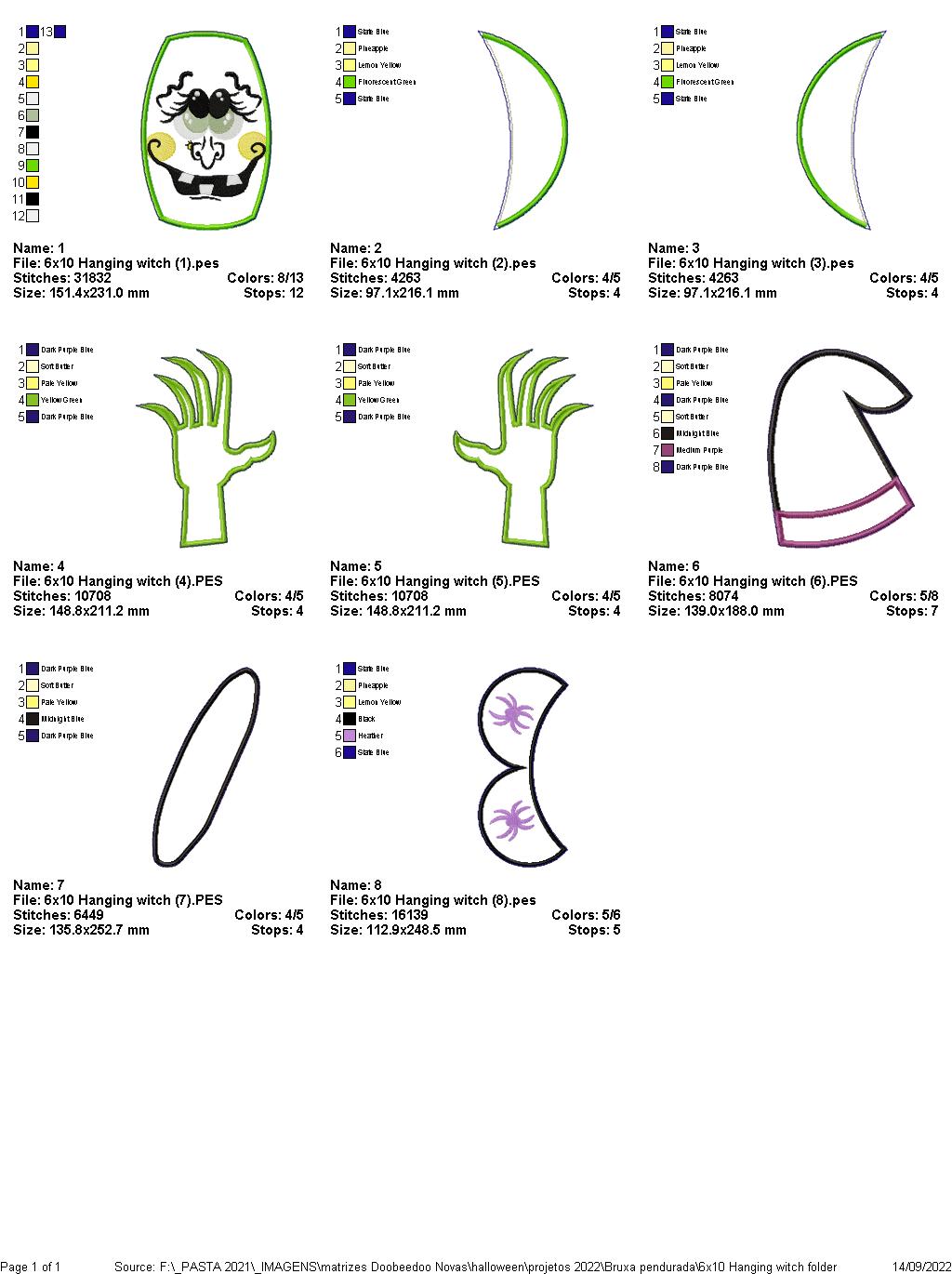 Hanging Witch Halloween - ITH Project - Machine Embroidery Design