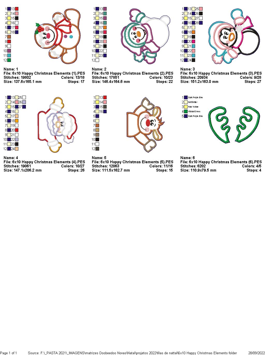 Happy Christmas Elements - ITH Project - Machine Embroidery Design