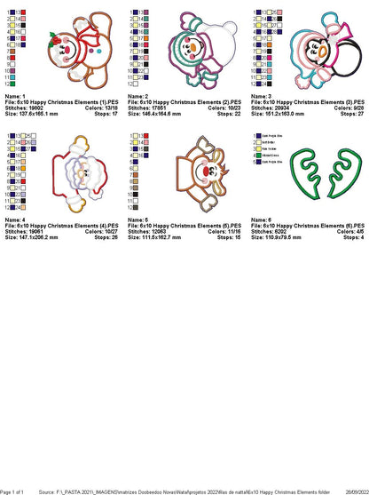 Happy Christmas Elements - ITH Project - Machine Embroidery Design