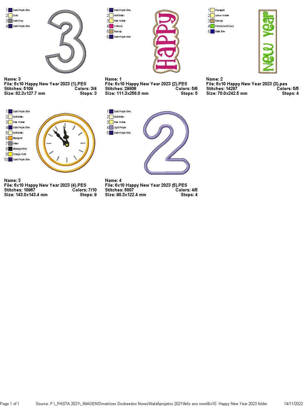 Happy New Year 2023 Vase Ornament - ITH Project - Machine Embroidery Design