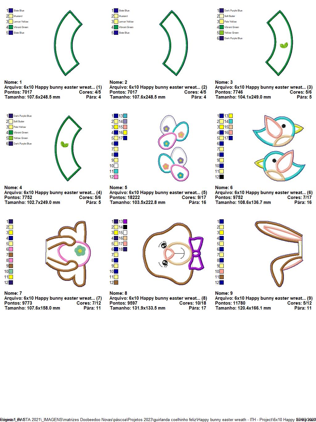 Happy Bunny Easter Wreath - ITH Project - Machine Embroidery Design