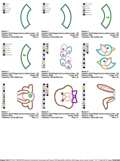 Happy Bunny Easter Wreath - ITH Project - Machine Embroidery Design