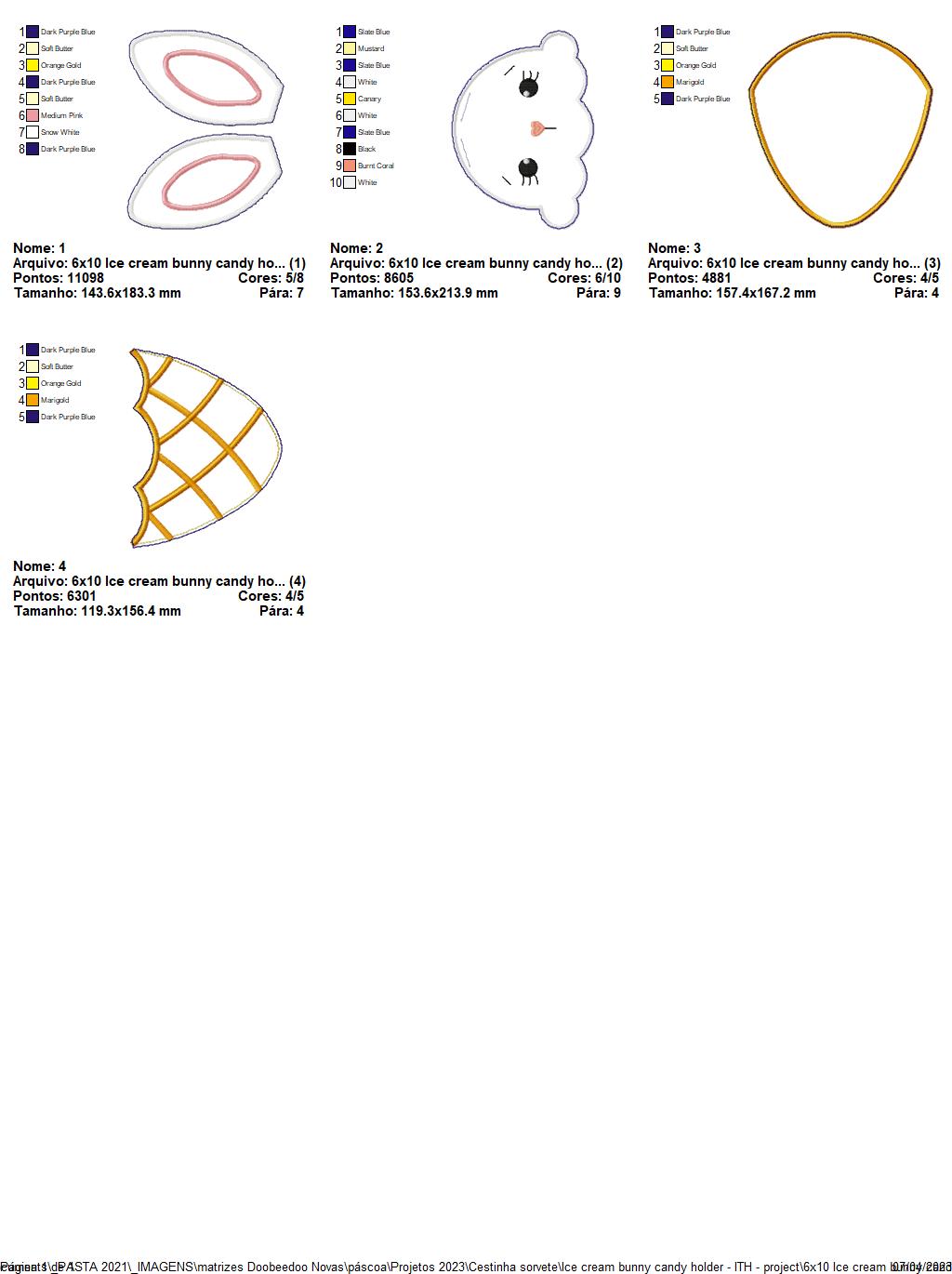Ice Cream Bunny Candy Holder - ITH Project - Machine Embroidery Design