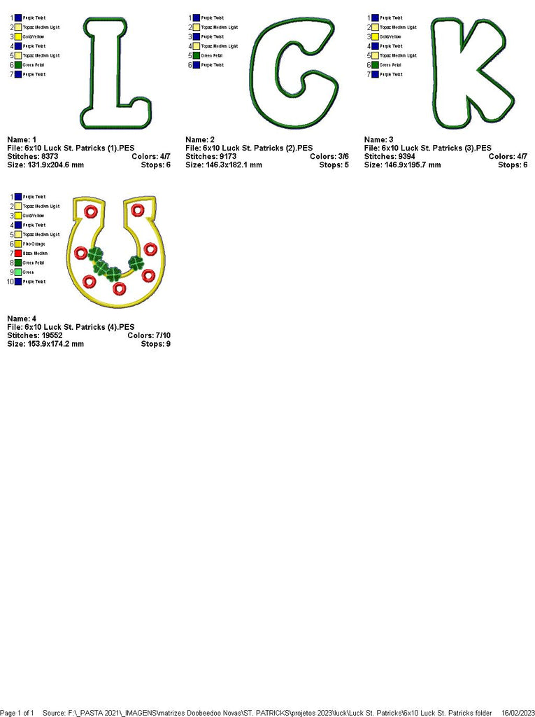 Luck Saint Patrick's - ITH Project - Machine Embroidery Design