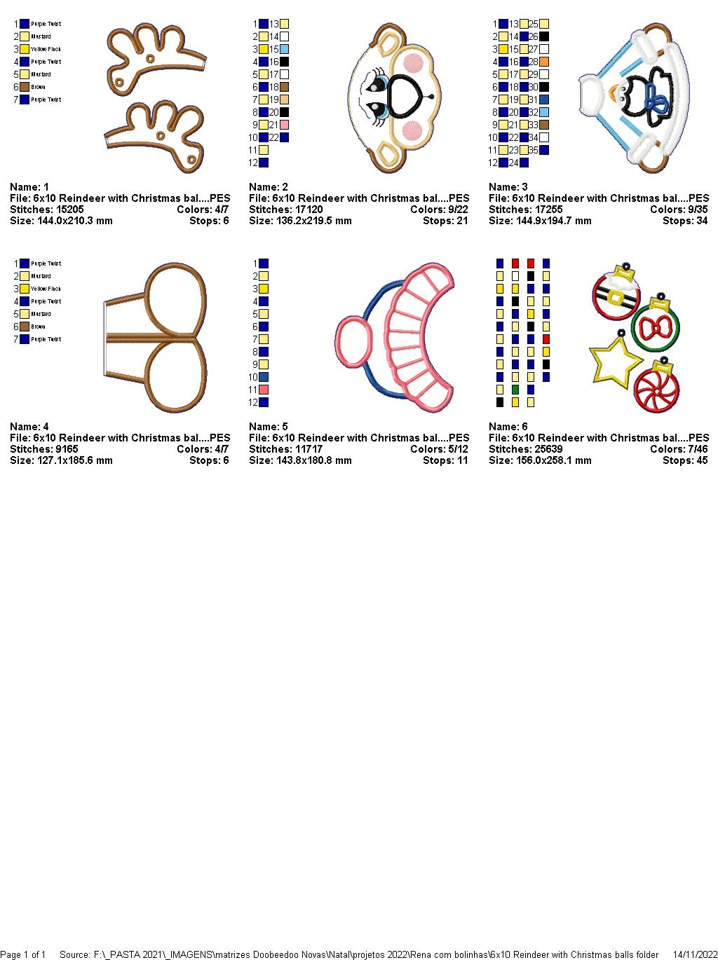 Reindeer with Christmas Bulbs - ITH Project - Machine Embroidery Design