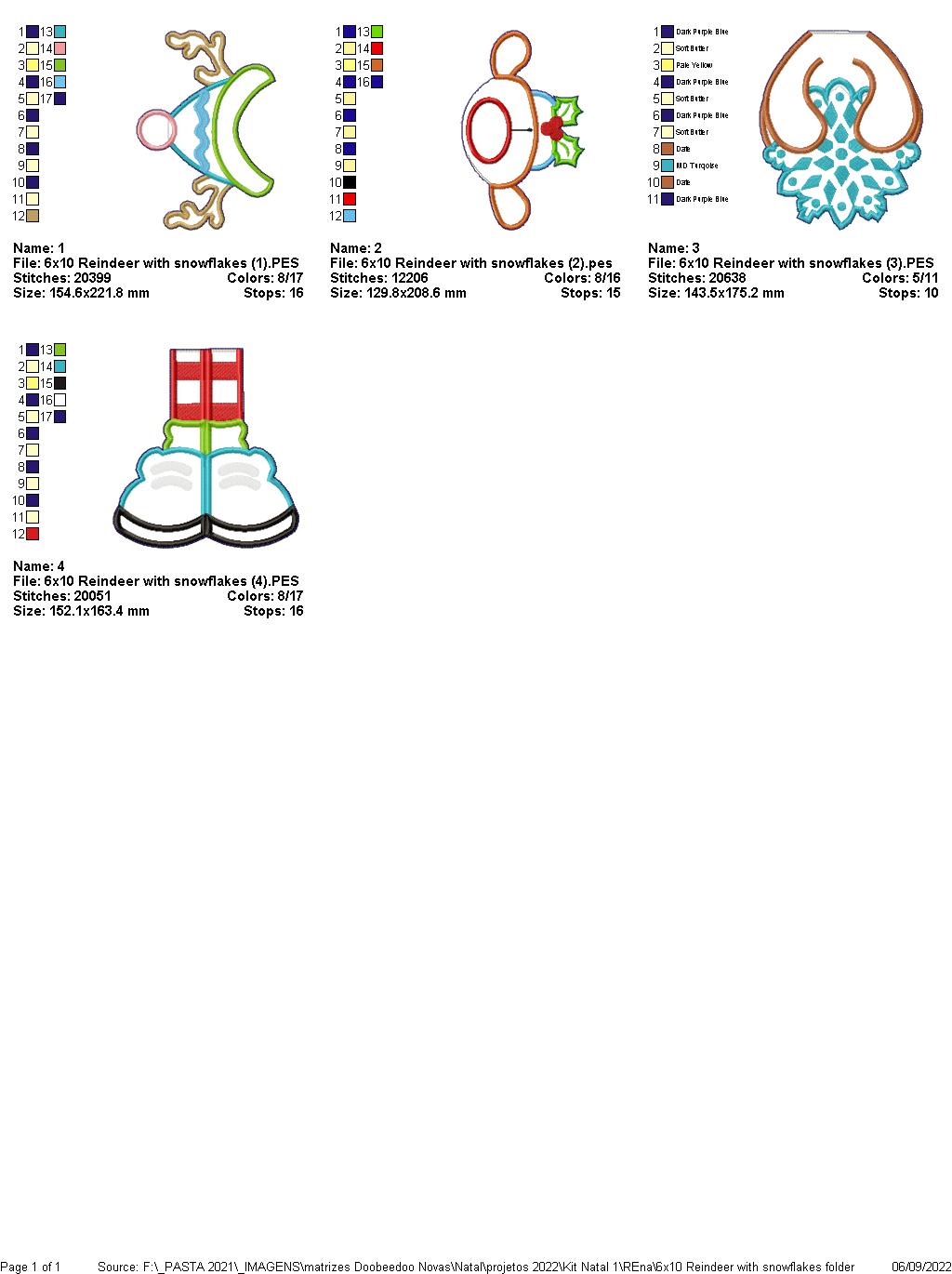 Reindeer with Snowflakes - ITH Project - Machine Embroidery Design