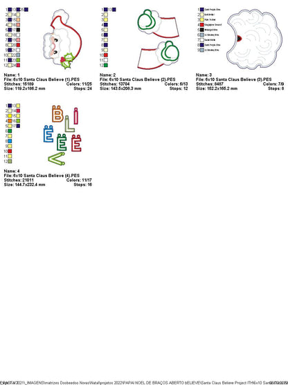 Santa Claus Believe - ITH Project - Machine Embroidery Design