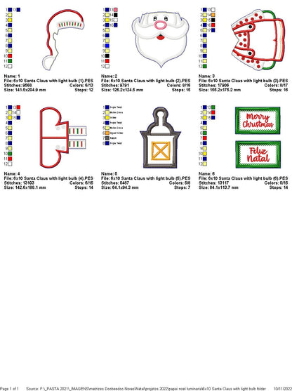 Santa Claus With Light Bulb - ITH Project - Machine Embroidery Design