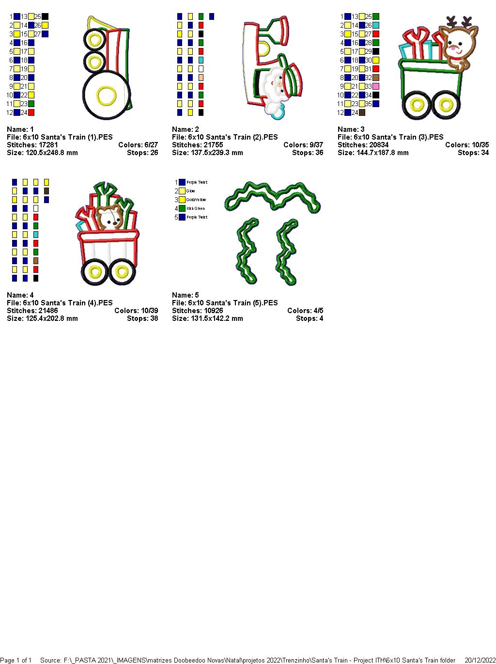 Santa's Train - ITH Project - Machine Embroidery Design