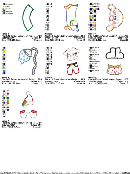 Santa's Bath Wreath - ITH Project - Machine Embroidery Design