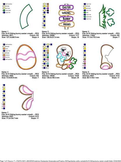 Sitting Bunny Easter Wreath - ITH Project - Machine Embroidery Design