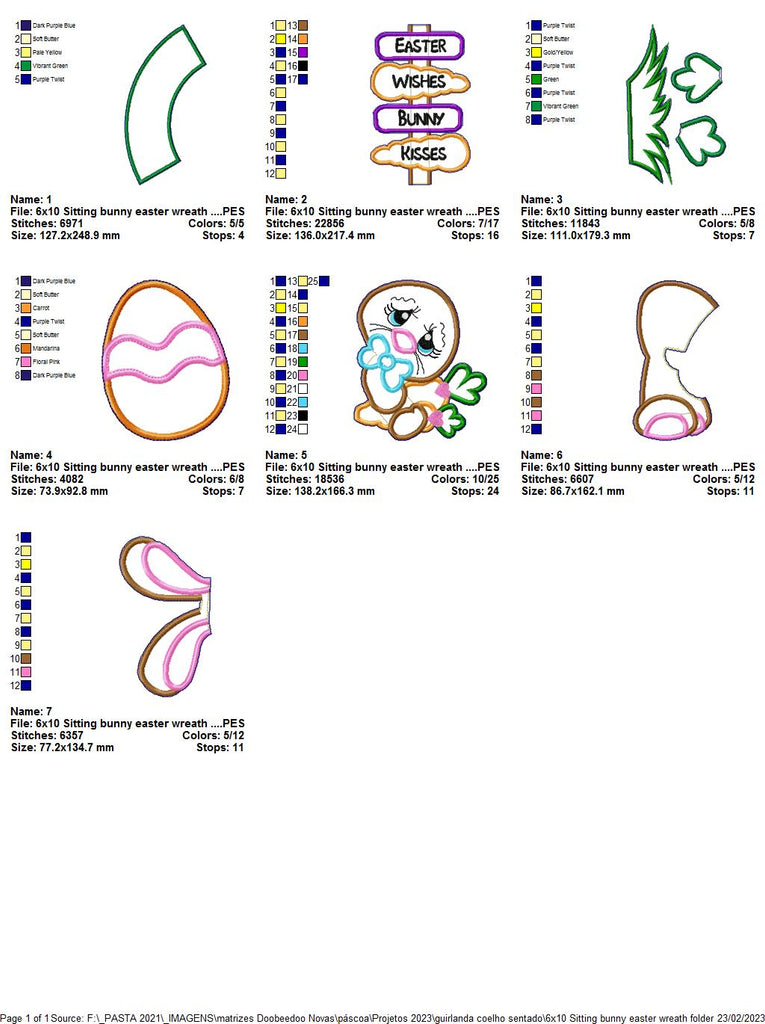 Sitting Bunny Easter Wreath - ITH Project - Machine Embroidery Design