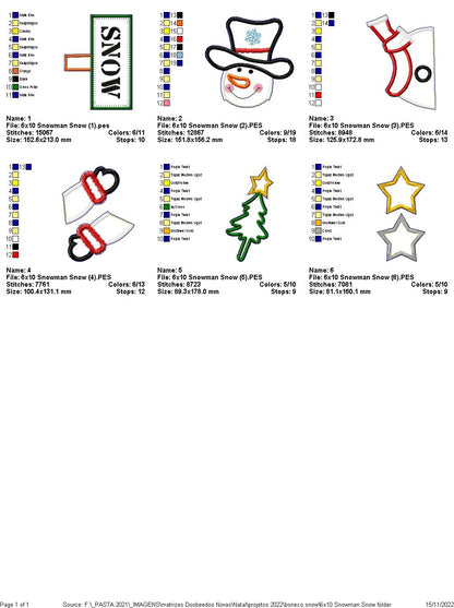 Snowman Snow - ITH Project - Machine Embroidery Design