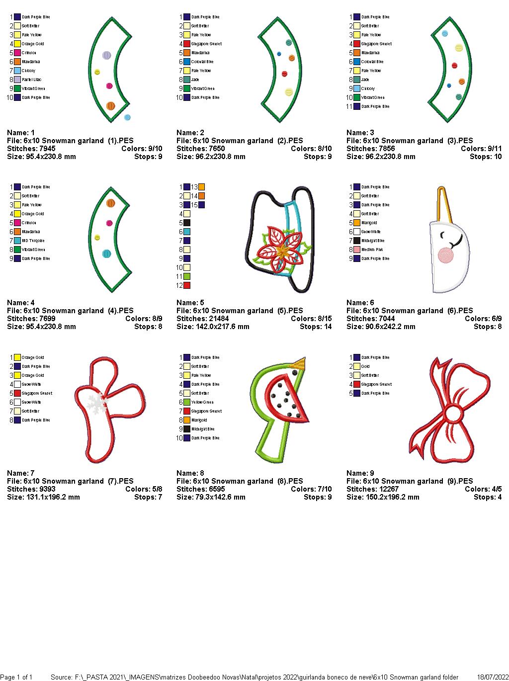 Snowman Wreath for Christmas Ornament - ITH Project - Machine Embroidery Design