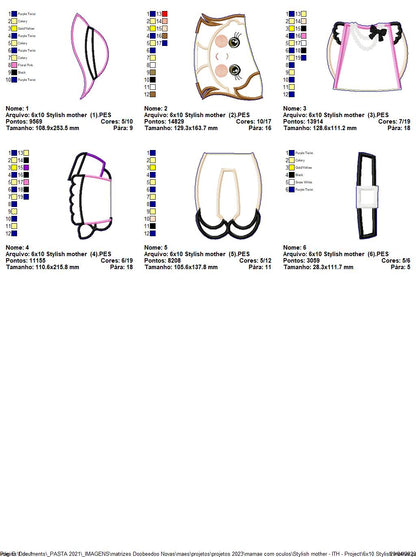 Stylish Mother Mothers Day Ornament - ITH Project - Machine Embroidery Design