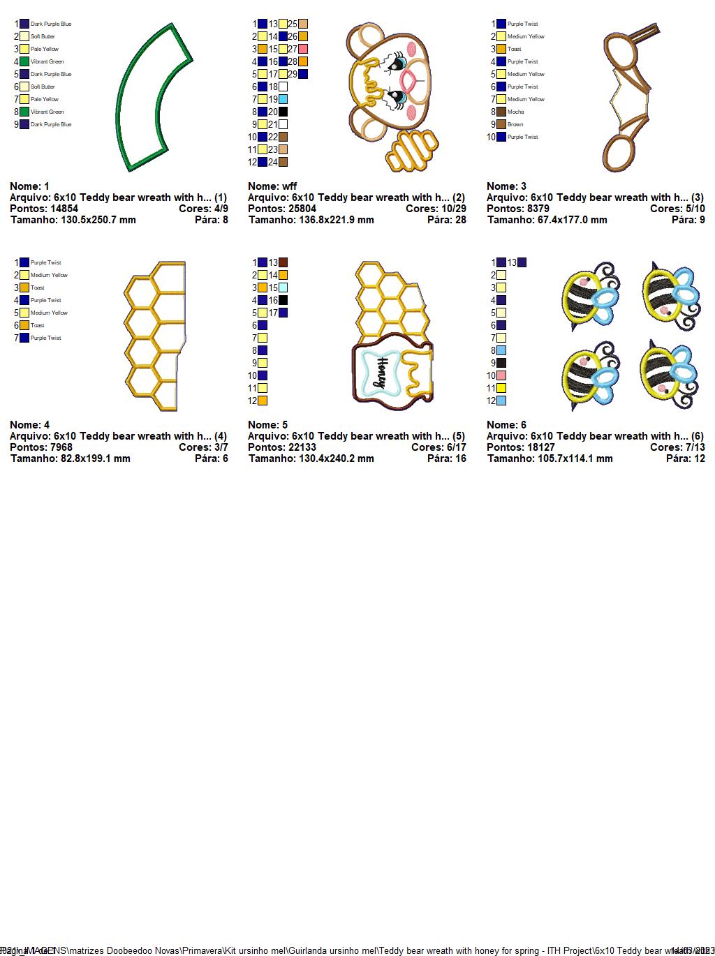 Teddy Bear Spring Honey Wreath - ITH Project - Machine Embroidery Design