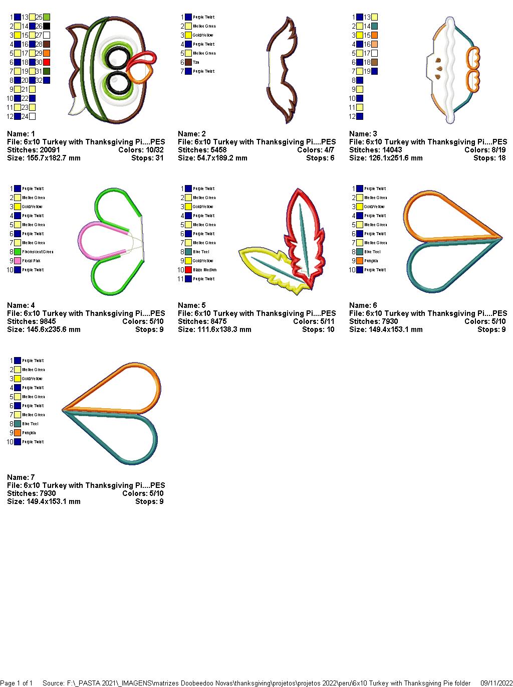 Thanksgiving Turkey Door Ornament - ITH Project - Machine Embroidery Design