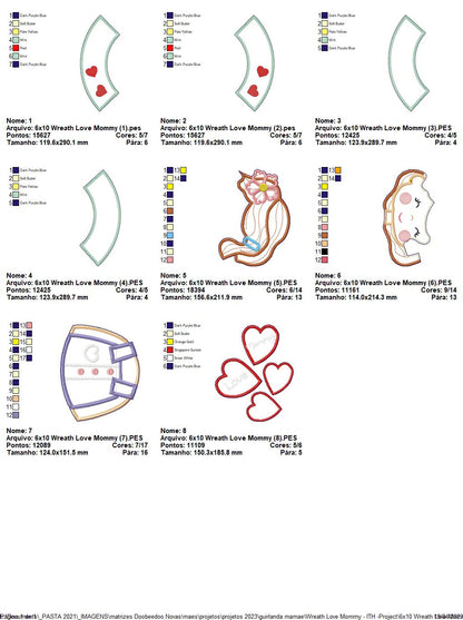 Wreath Love Mommy Mothers Day Ornament - ITH Project - Machine Embroidery Design