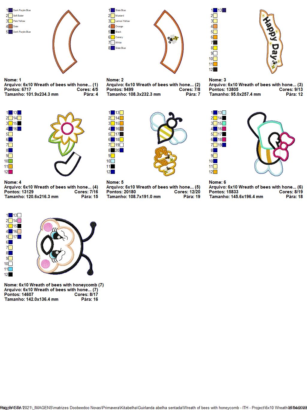 Bee Wreath with Honeycomb - ITH Project - Machine Embroidery Design