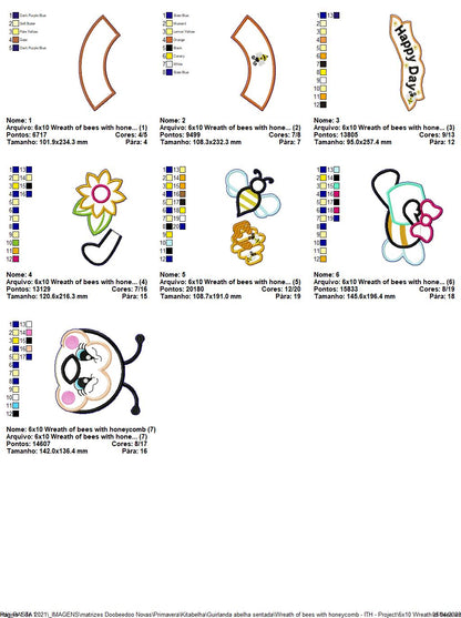 Bee Wreath with Honeycomb - ITH Project - Machine Embroidery Design