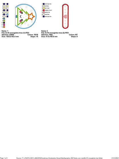 Snow Globe Christmas Tree Ornament - ITH Project - Machine Embroidery Design