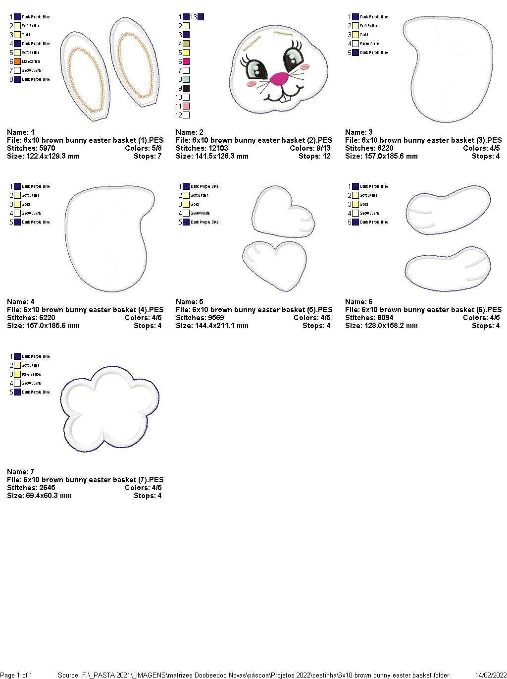 Cute Bunny Easter Basket - ITH Project - Machine Embroidery Design