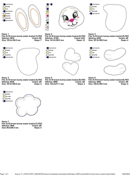 Cute Bunny Easter Basket - ITH Project - Machine Embroidery Design