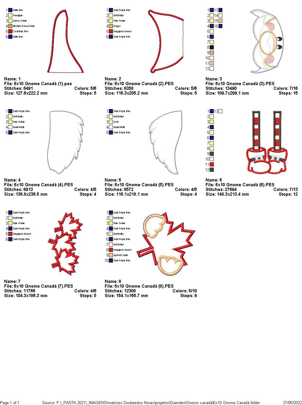 Gnome Canada with Maple Leaf - ITH Project - Machine Embroidery Design