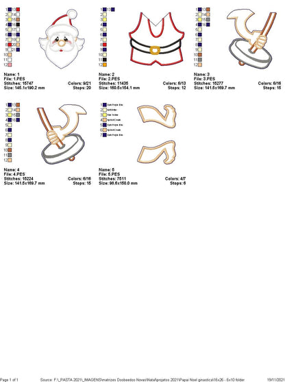 Santa Claus Lifting Weight Ornament - ITH Project - Machine Embroidery Design