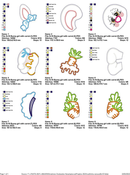 Bunny Girl with Carrot Ornament - ITH Project - Machine Embroidery Design