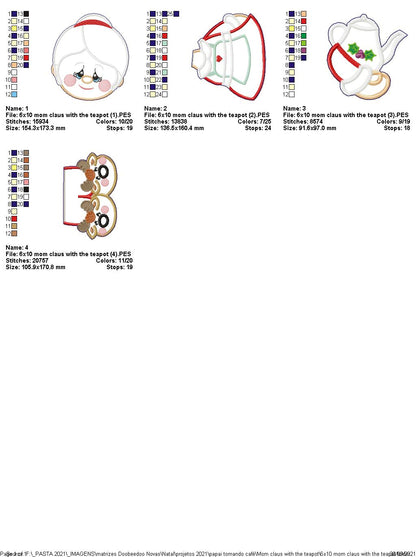 Santa and Mrs. Claus Having a Coffee Ornament - ITH Project - Machine Embroidery Design