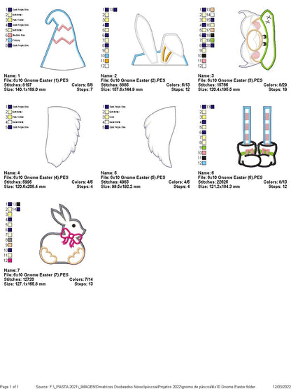 Easter Gnome with Bunny Ornament - ITH Project - Machine Embroidery Design