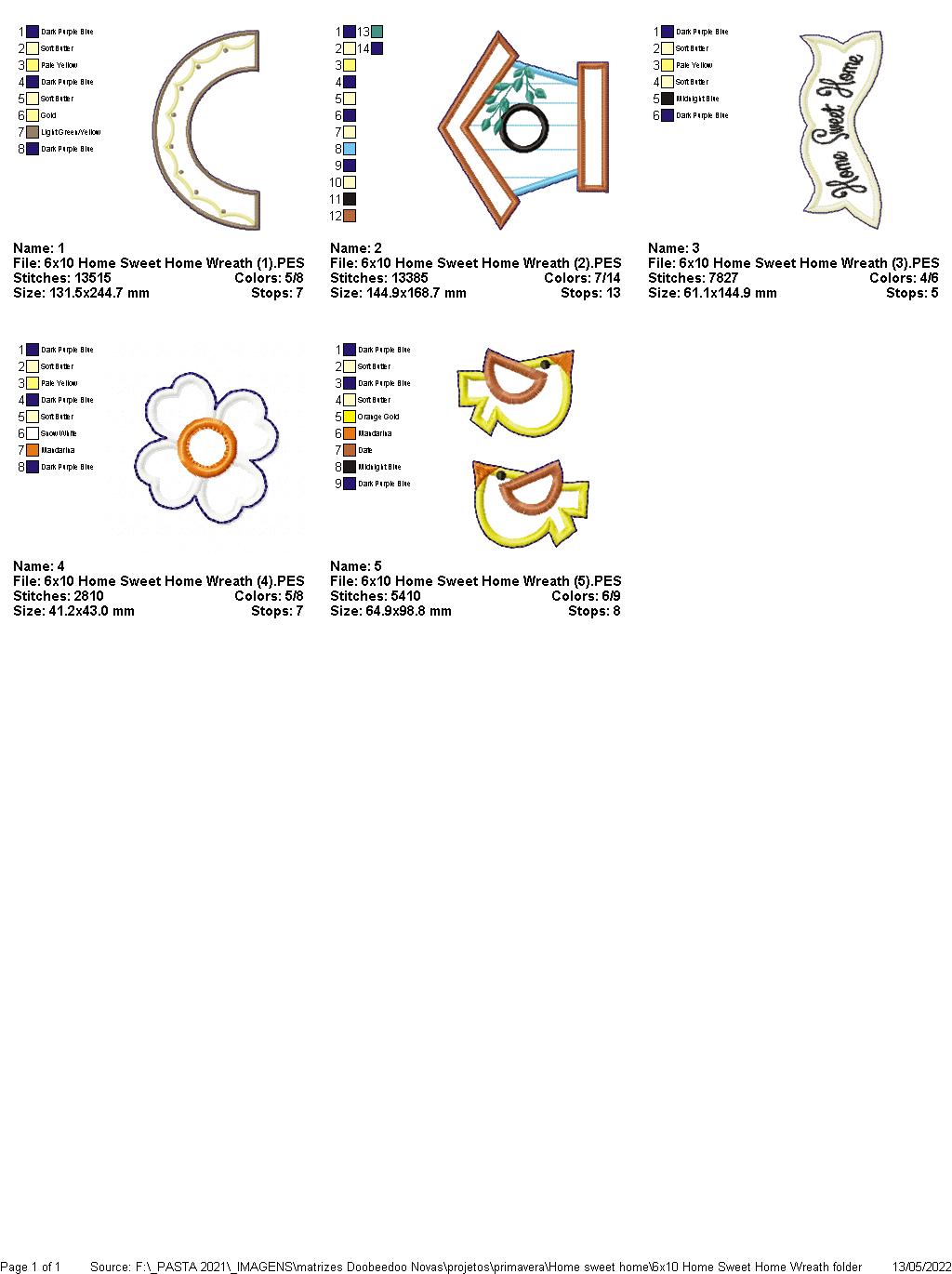 Home Sweet Home Wreath - ITH Project - Machine Embroidery Design