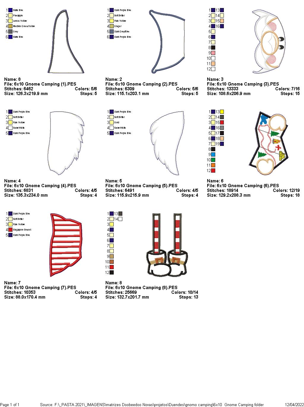 Gnome Camping Ornament - ITH Project - Machine Embroidery Design