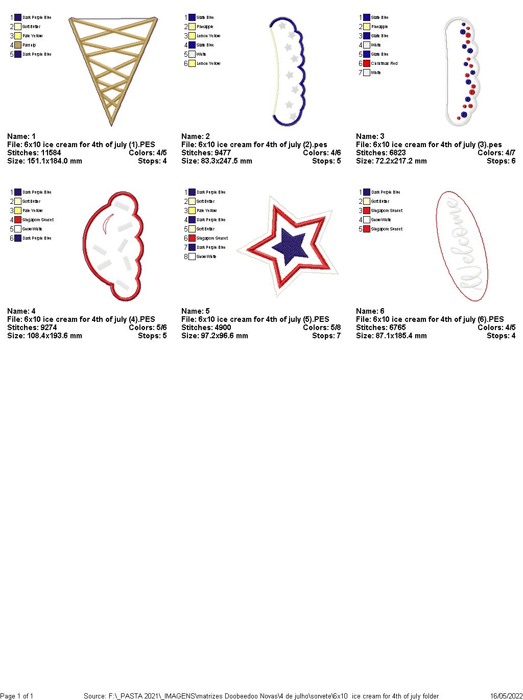 Welcome Ice cream 4th of July - ITH Project - Machine Embroidery Design