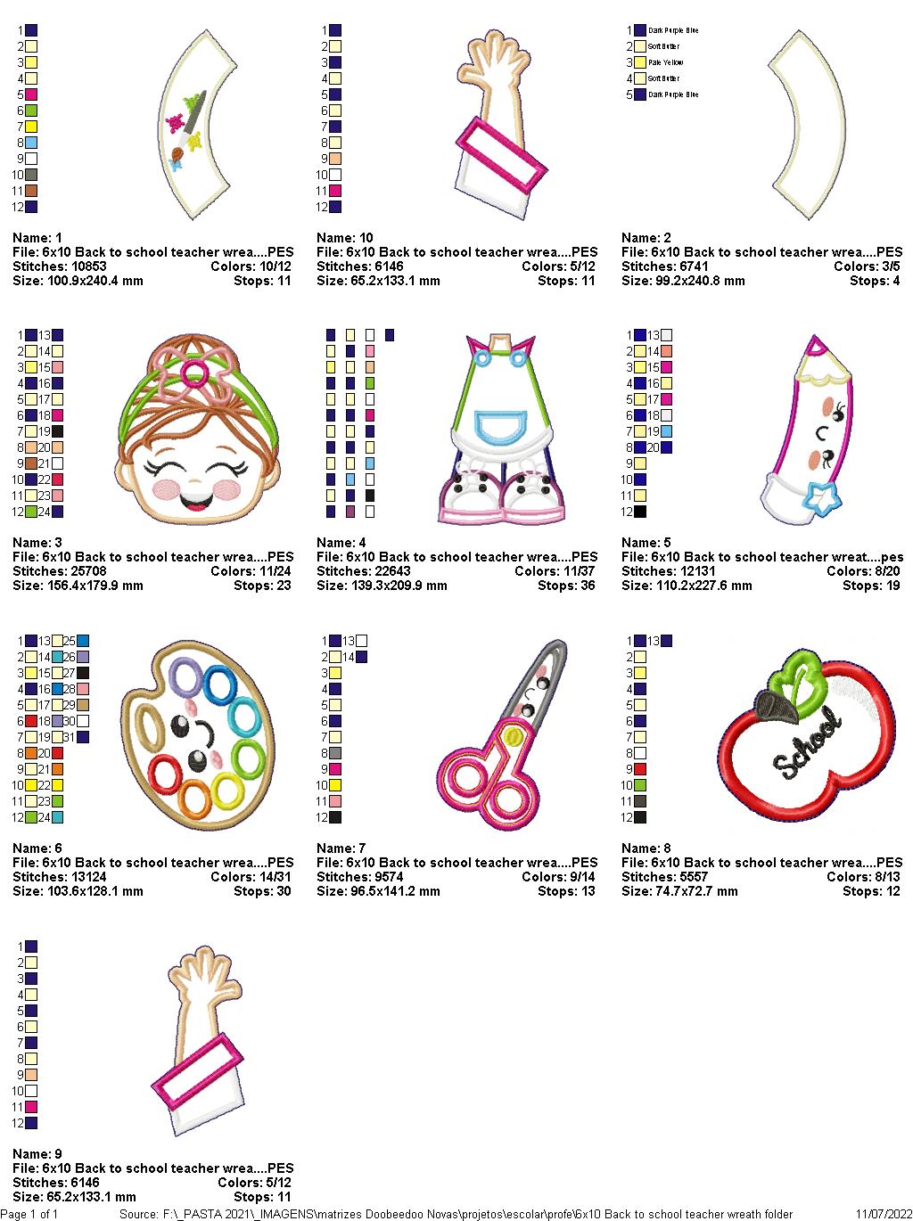 Back to School Wreath - ITH Project - Machine Embroidery Design