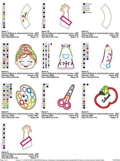 Back to School Wreath - ITH Project - Machine Embroidery Design